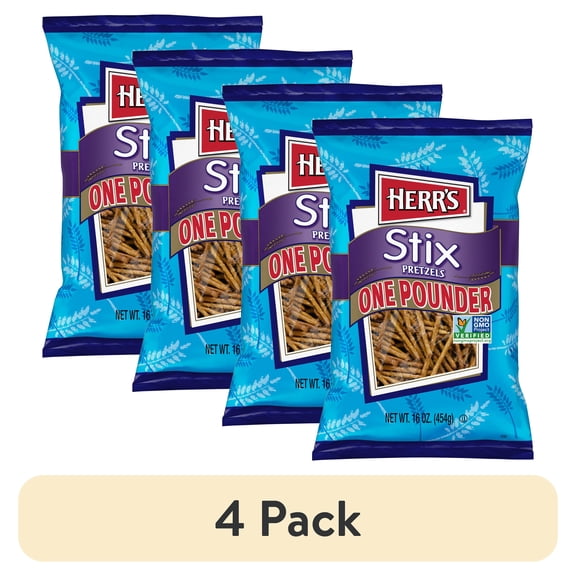 (4 pack) Herr's Cholesterol-Free Stix Pretzels, 16 oz.