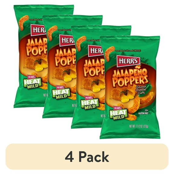 (4 pack) Herr's Jalapeño Poppers Flavored Cheese Curls, 7 1/2 oz