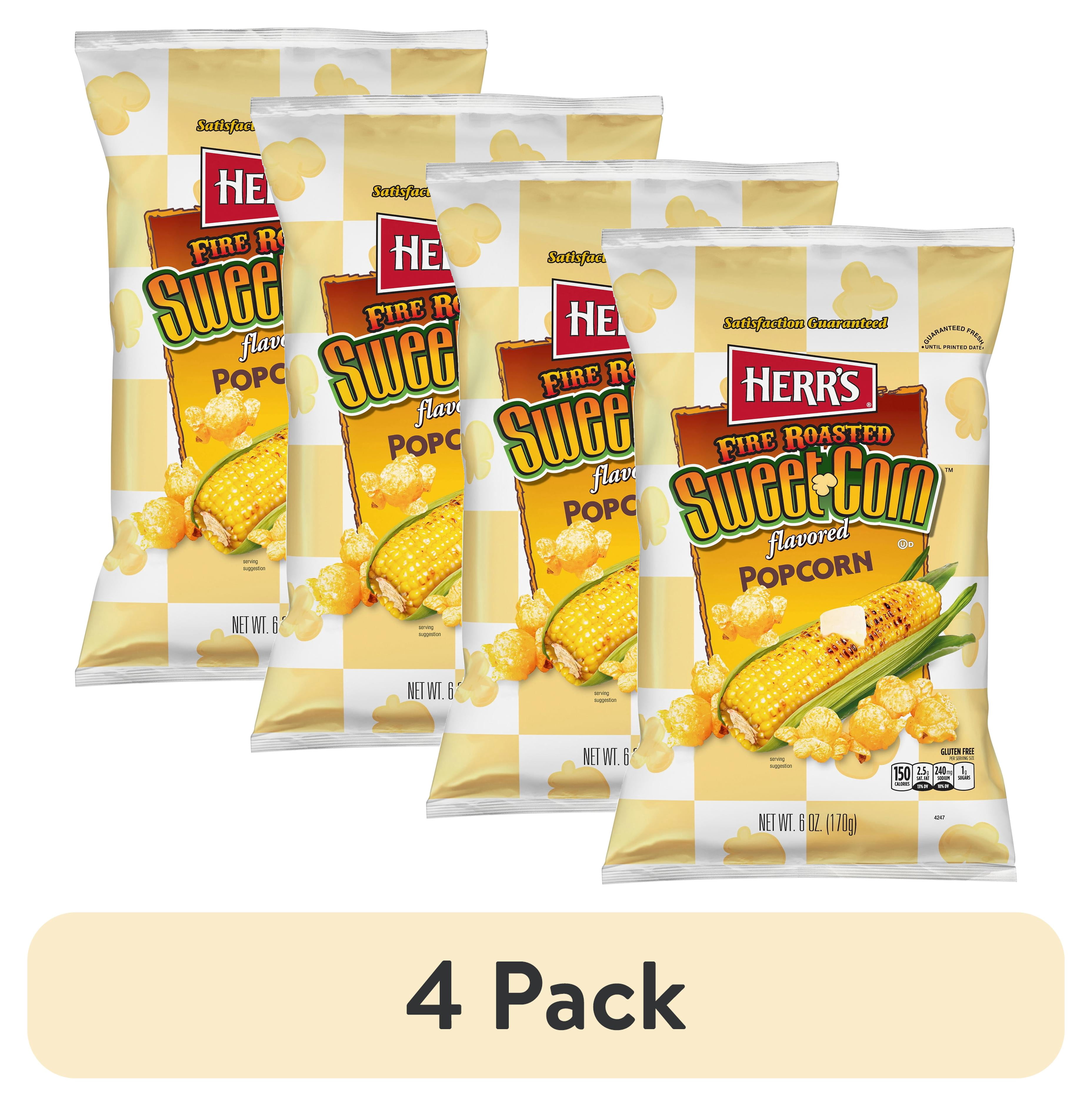 (4 pack) Herr's Sweet Corn Flavored Popcorn, 6 oz