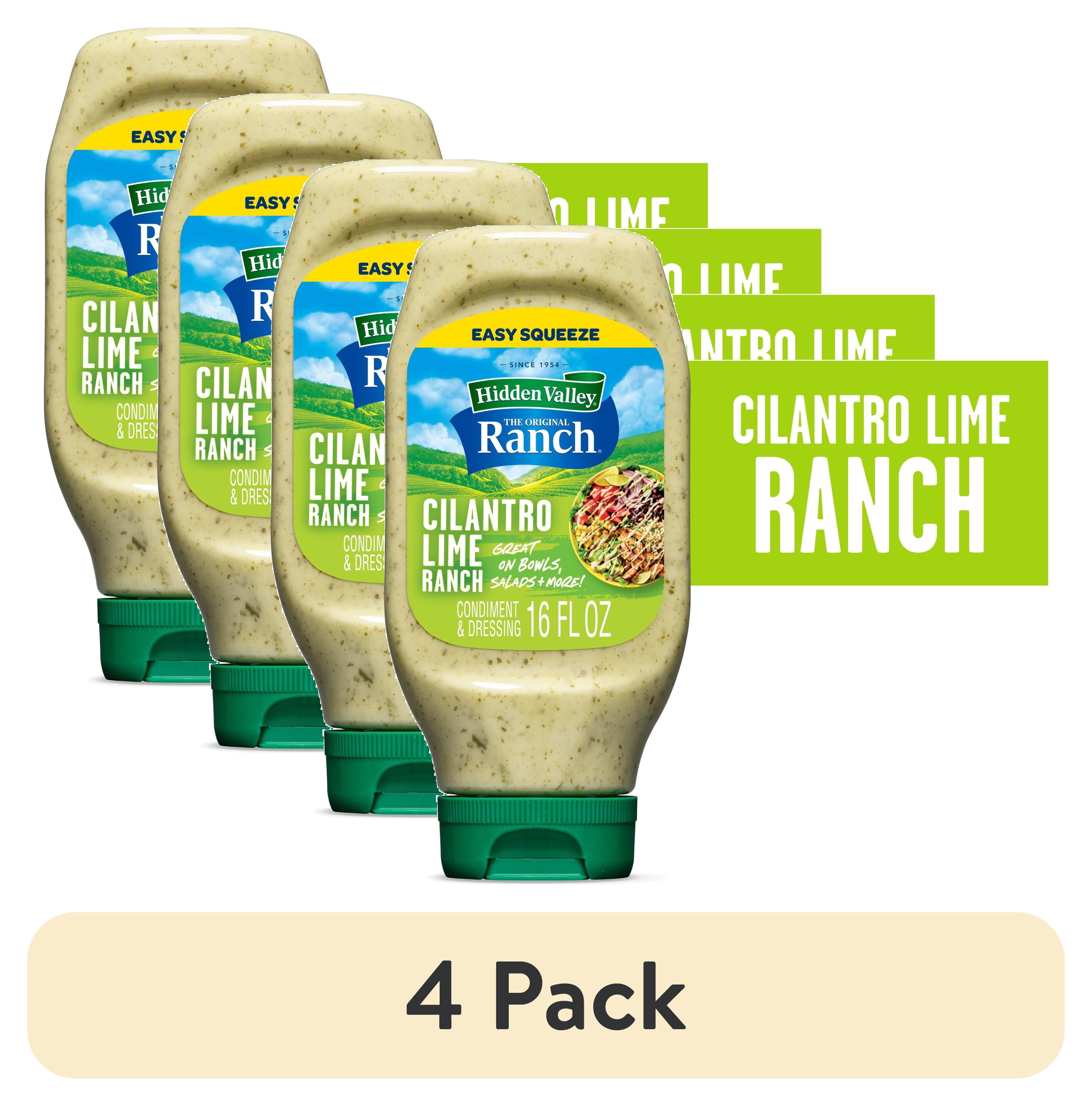 (4 pack) Hidden Valley Cilantro Lime Ranch Dip Sauce & Condiment, 16 fl ...