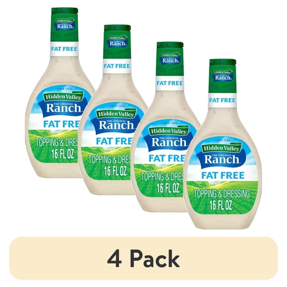 (4 pack) Hidden Valley Original Ranch Fat Free Salad Dressing & Topping - Gluten Free - 16fl oz