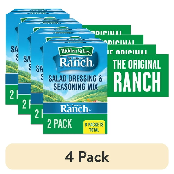 (4 pack) Hidden Valley Original Ranch Salad Dressing & Seasoning Mix, Bulk Food, 1 oz, 8 Packets
