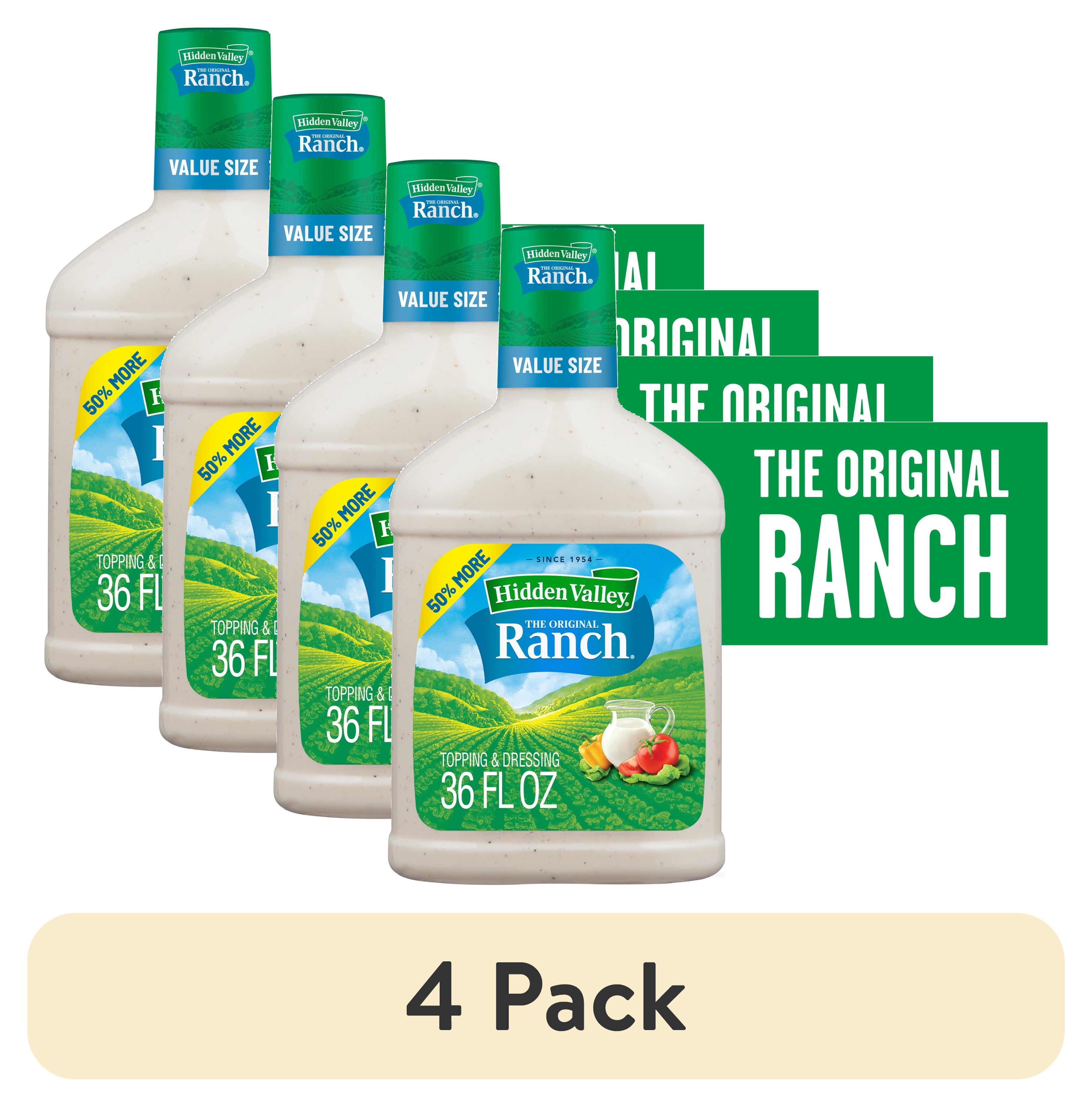 (4 pack) Hidden Valley Gluten Free Keto-Friendly Original Ranch Salad Dressing and Topping, 36 Fl Oz Bottle