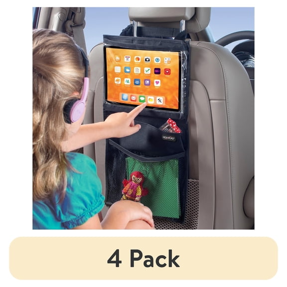 (4 pack) High Road Car Seatback Organizer with Tablet Holder and Storage Pockets