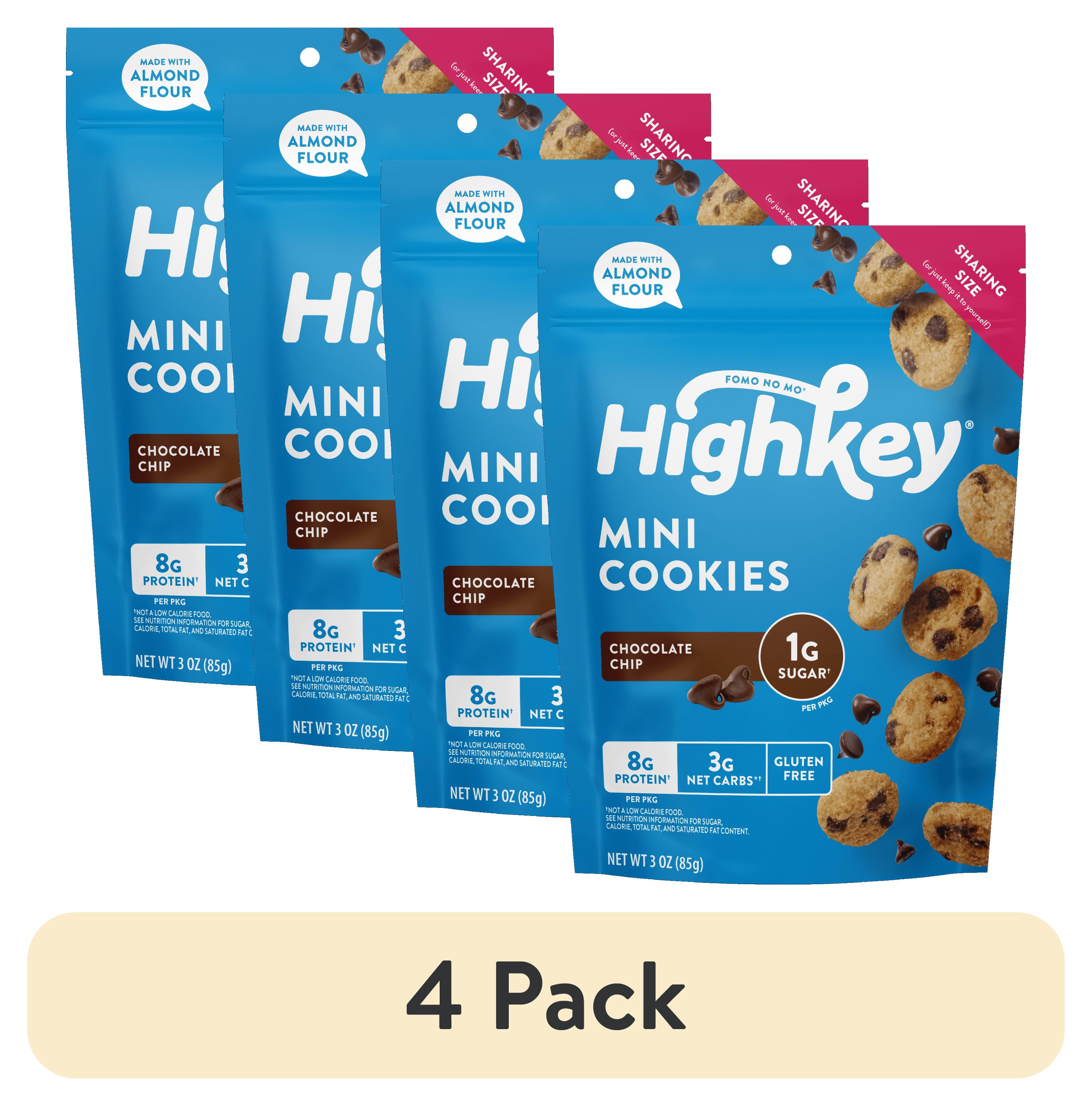 (4 pack) HighKey Chocolate Chip Mini Cookies, Gluten-Free, 3 oz