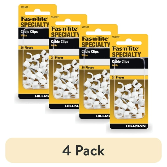 (4 pack) Fas-n-tite Specialty Cable Clips, M5, Nylon, Corrosion Resistant, Interior, White, 20 pack