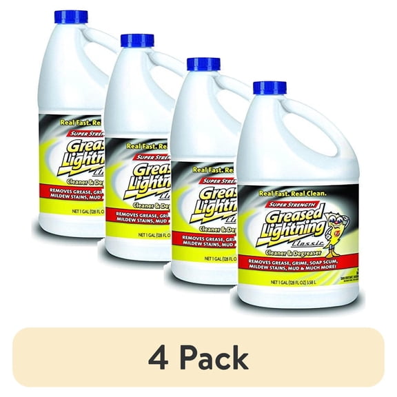 (4 pack) Greased Lightning Super Strength Cleaner and Degreaser Classic Multi-Surface Cleaning Solution 1 Gallon (128 fl oz)