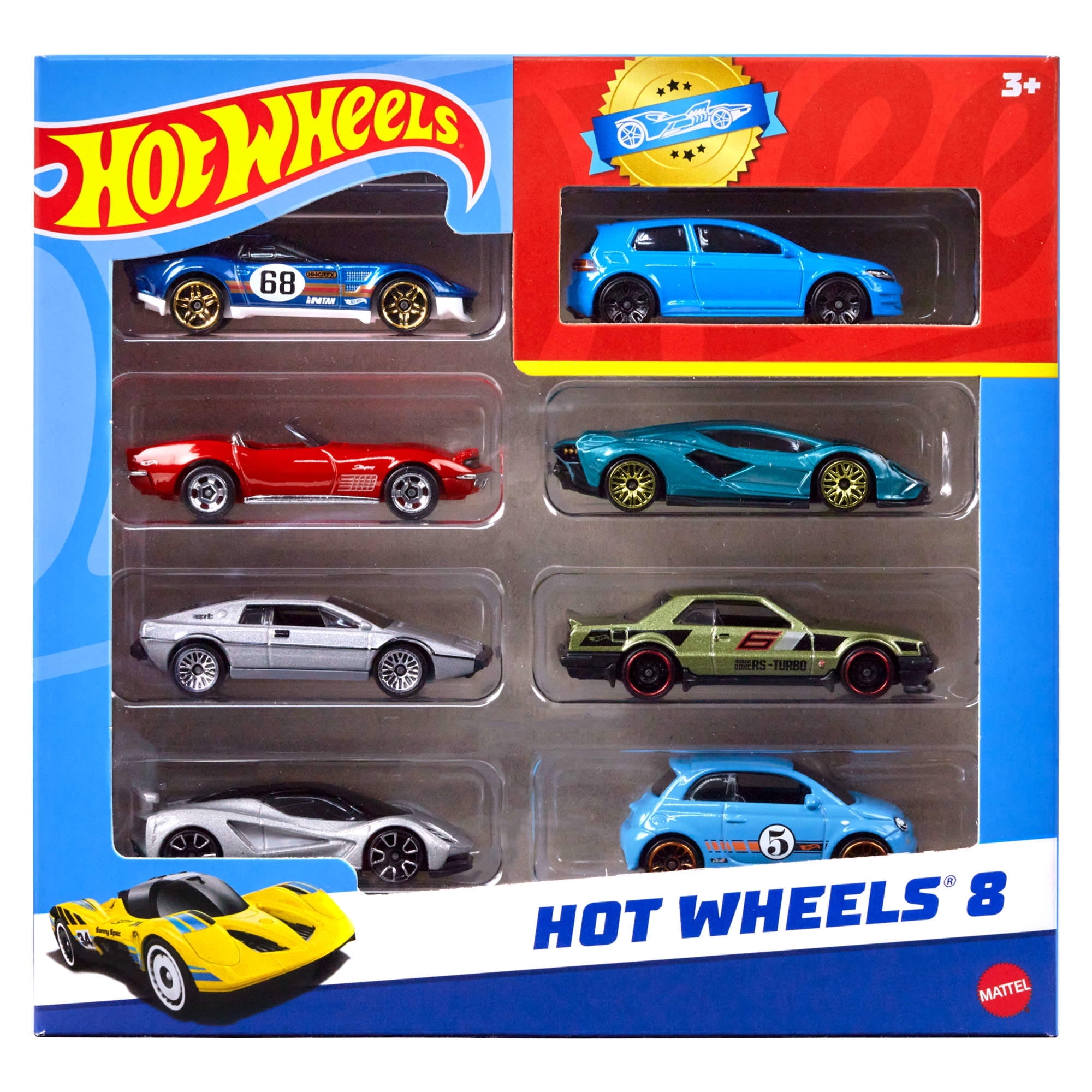 4 pack)Hot Wheels Set of 8 Basic Toy Cars & Trucks in 1:64 Scale