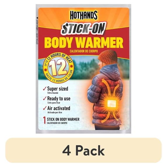 (4 pack) HotHands Stick-On Body Warmers