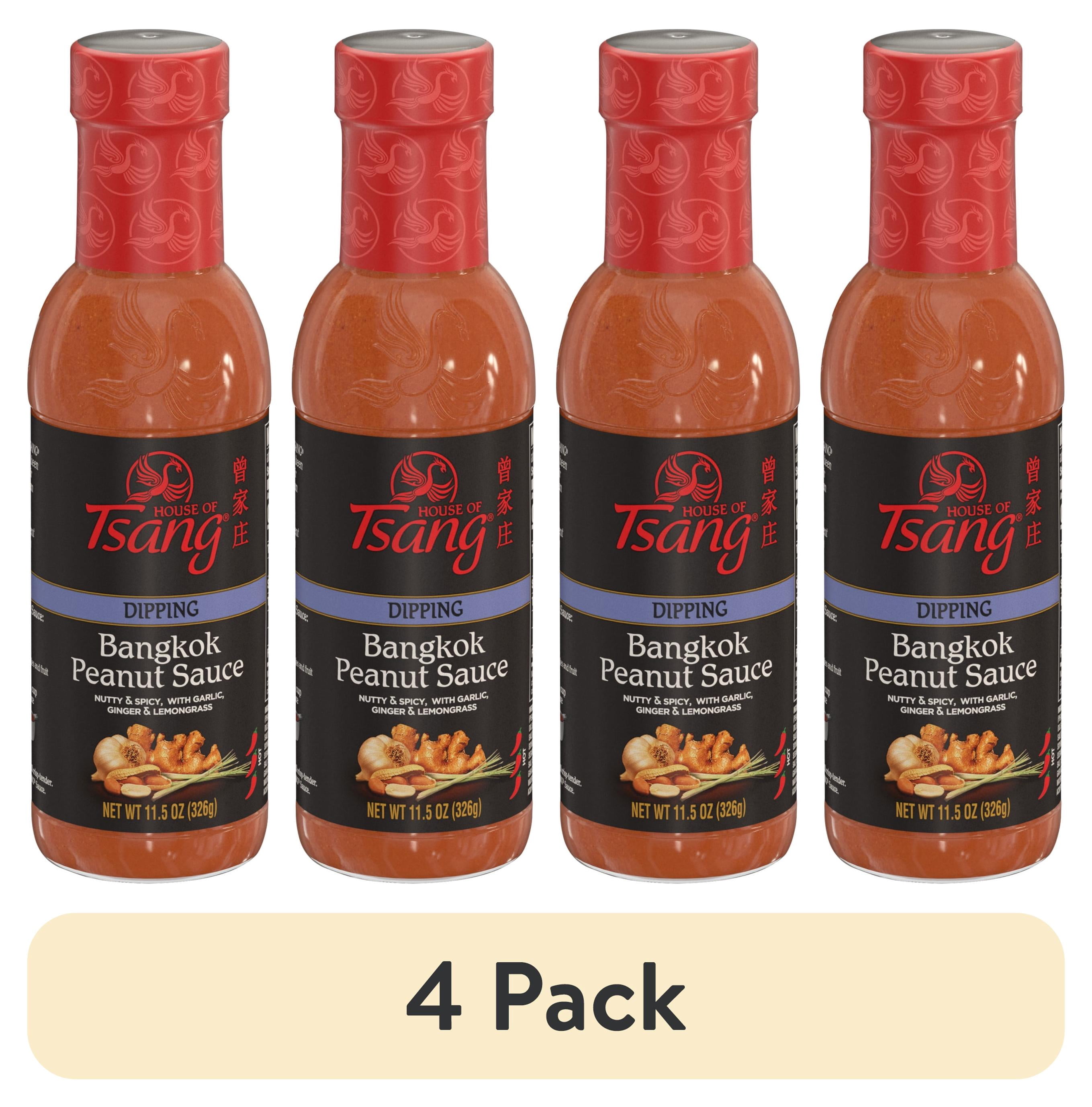 (4 pack) HOUSE OF TSANG Bangkok Peanut Sauce Liquid, Shelf-Stable, 11.5 oz Bottle