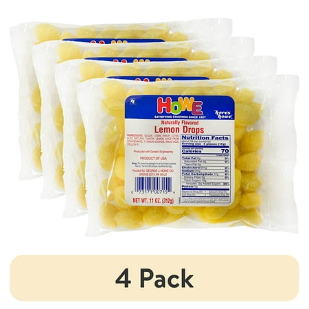 (4 pack) Howe Lemon Drops, Hard Candy 11 oz, Bag