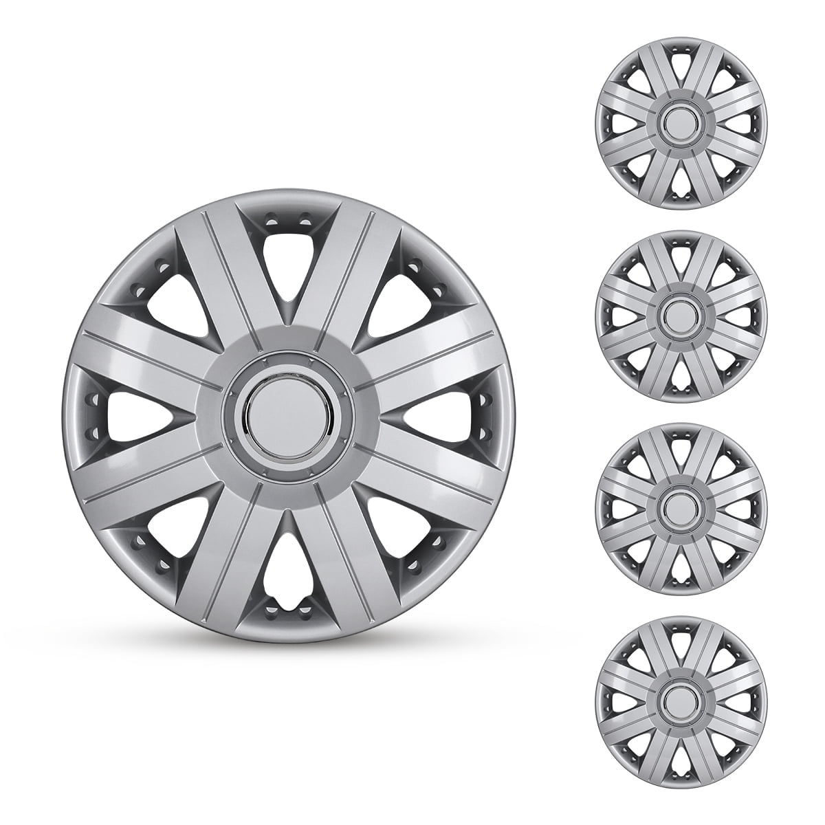 (4 pack) Hubcap Wheel Cover Replacement 14" Hub Caps Universal Wheel Rim Cover ABS Material Exterior Accessories Snap On Car Truck SUV -14-Inch, Silver, LACQUER