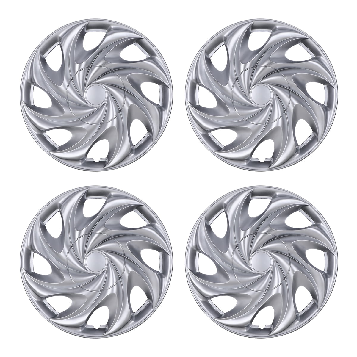 (4 pack) Hubcap Wheel Cover Replacement 14" Hub Caps Universal Wheel Rim Cover ABS Material Exterior Accessories Snap On Car Truck SUV -14-Inch, Silver