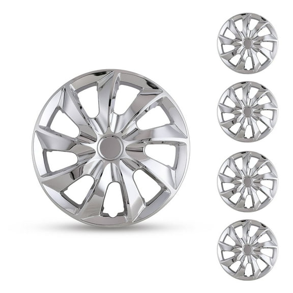 4 Pack Hubcap Wheel Cover Replacement,17" Hub Caps Universal Wheel Rim Cover ExteriorAccessories,Snap On Car Truck SUV,ABS&PC Material(17-Inch,Chrome)