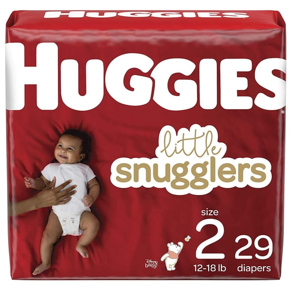 (4 pack) Huggies Little Snugglers, Fragrance Free Baby Diapers Size 2, 29 Count