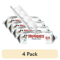 (4 pack) Huggies Simply Clean Unscented Baby Wipes, 1 Pack, 64 Total Ct (Select for More)