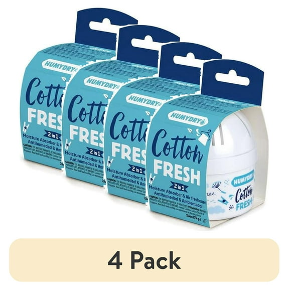(4 pack) Humydry Mini Moisture Absorber & Air Freshener, Cotton Fresh, Reusable
