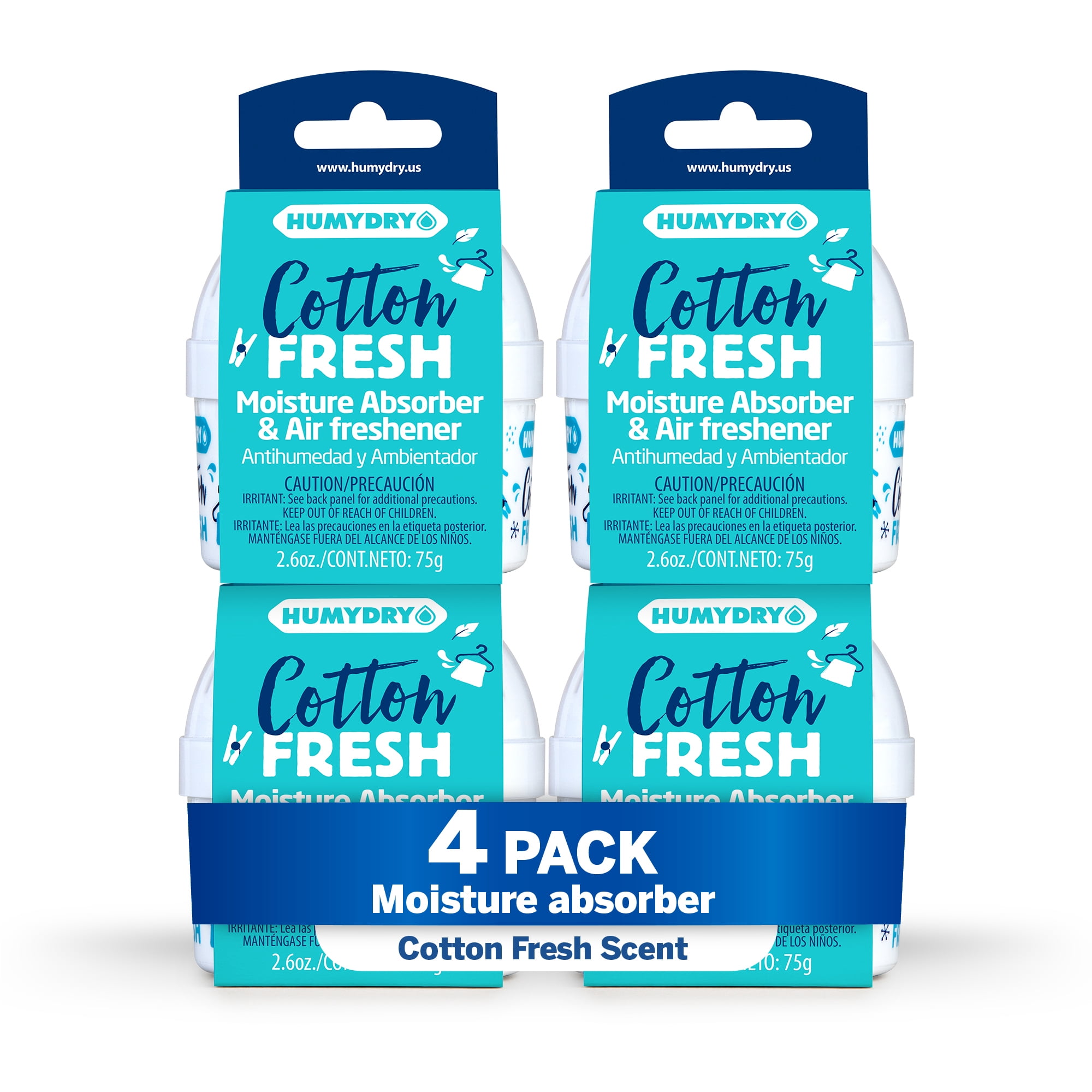 Humydry moisture absorber & Air freshener mini device, 4-Pack, 2.6 oz, Fresh Cotton Scent