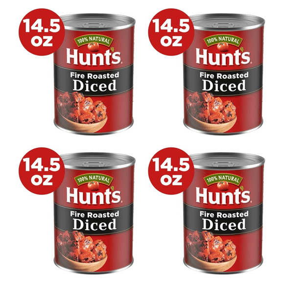 (4 pack) Hunt's Fire Roasted Diced Tomatoes, 14.5 oz Can