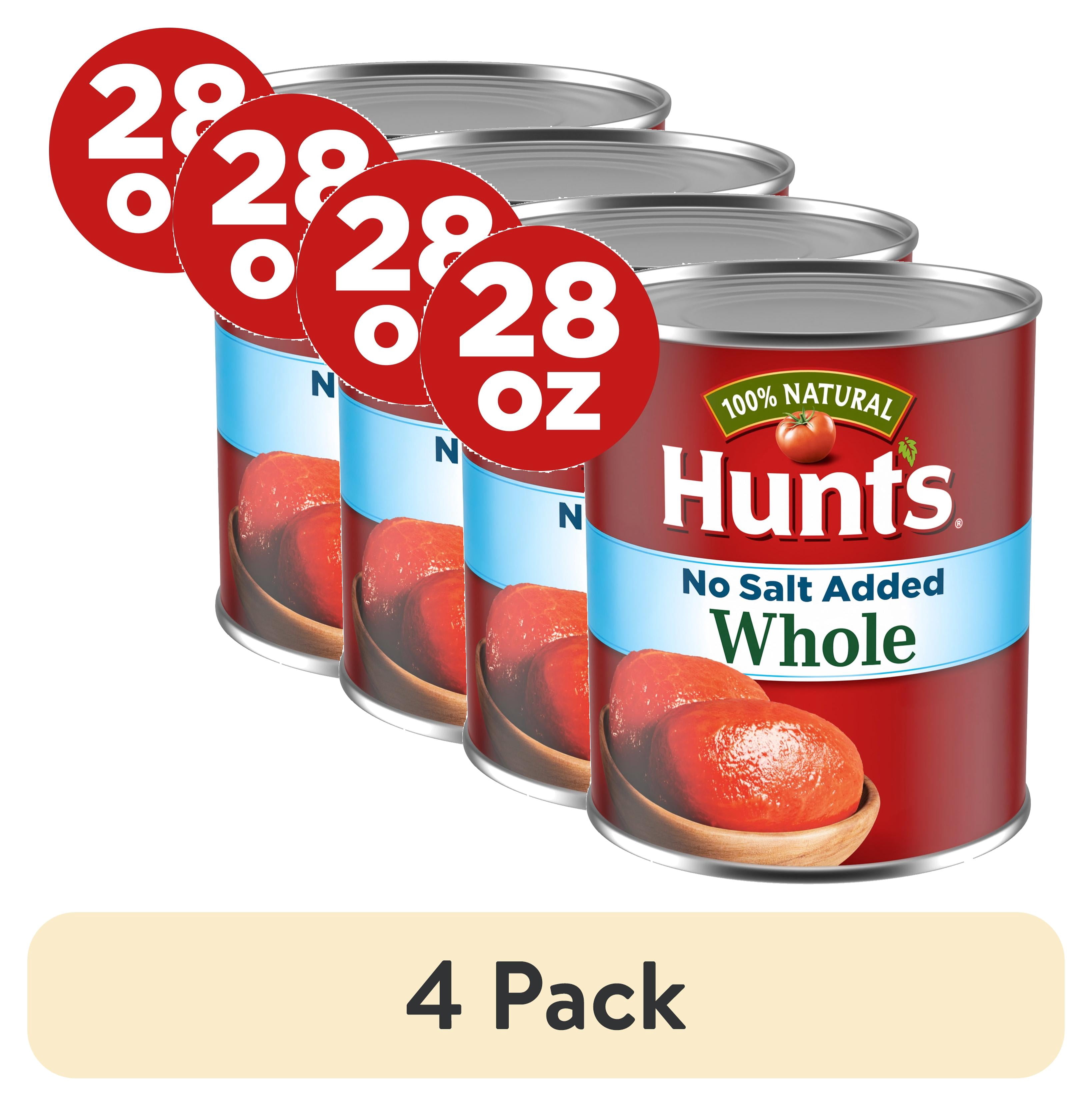 (4 pack) Hunt’s No Salt Added Whole Peeled Tomatoes, Perfect for Chili & Soups, 28 oz. Can