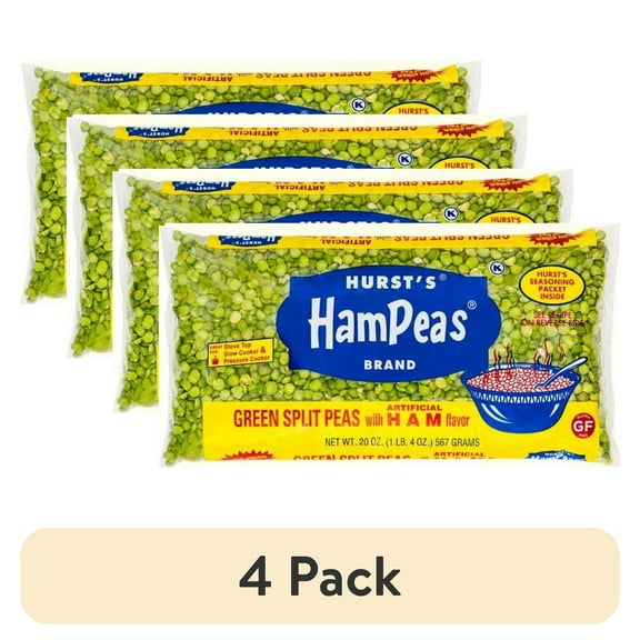 (4 pack) Hurst's Ham Peas Green Split Peas with Ham Flavor, 20 oz