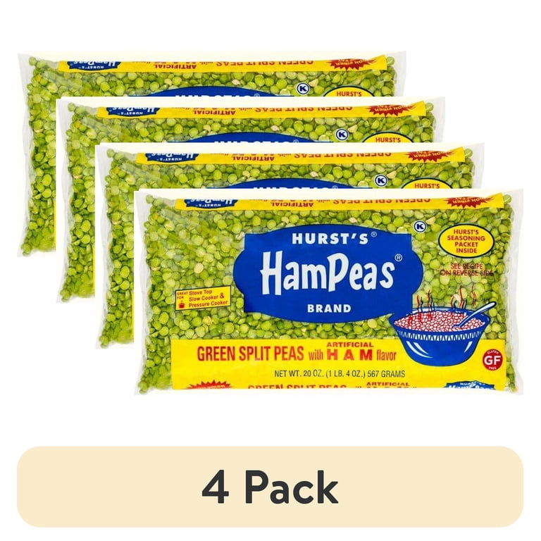 4 pack) Hurst's Ham Peas Green Split Peas with Ham Flavor, 20 oz