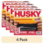 4 pack Husky 42 Gallon Heavy Duty 2 Mil Contractor Bags, 40 Bags