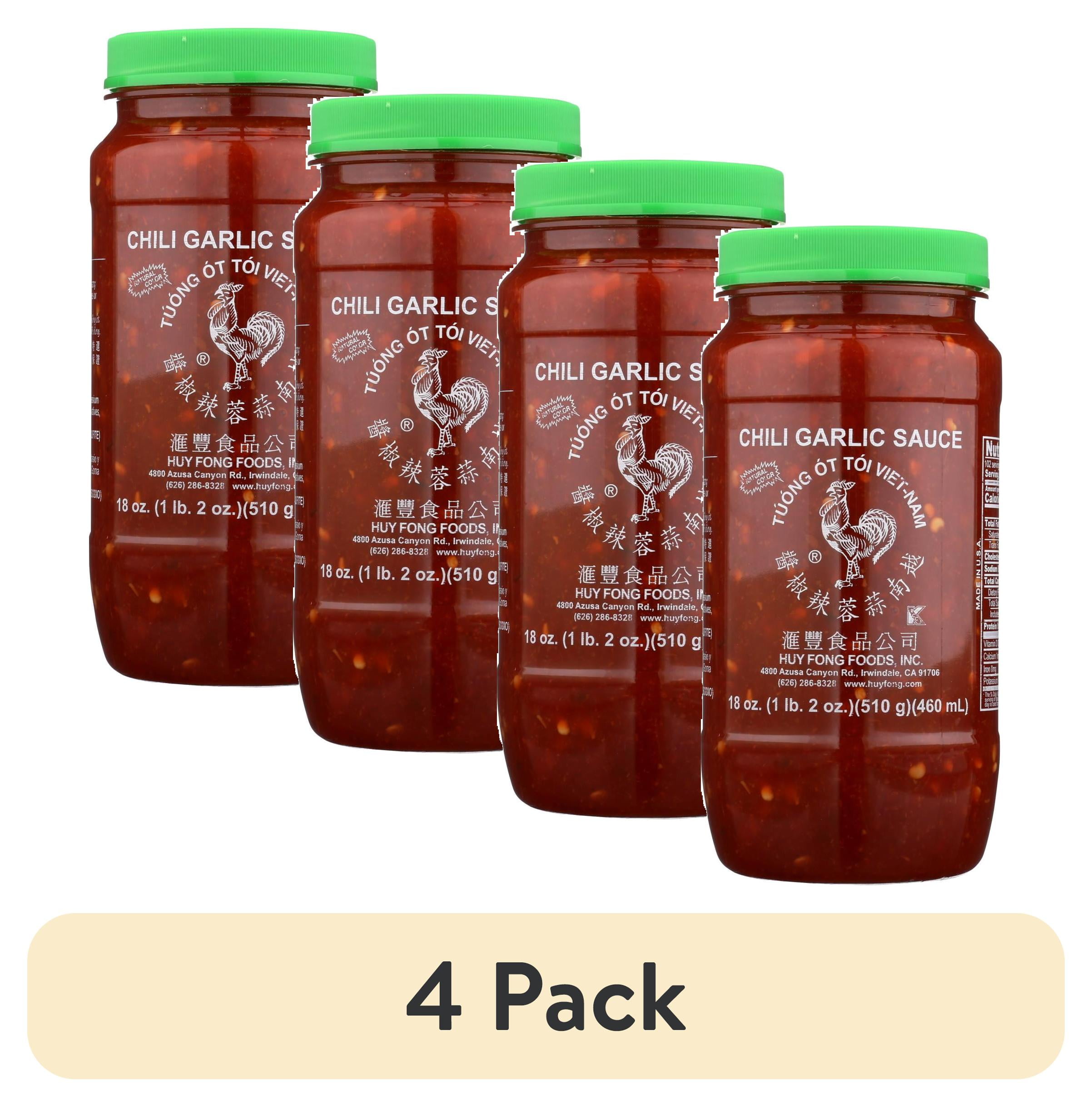 (4 pack) Huy Fong Chili Garlic Sauce, 18 oz Plastic Bottle