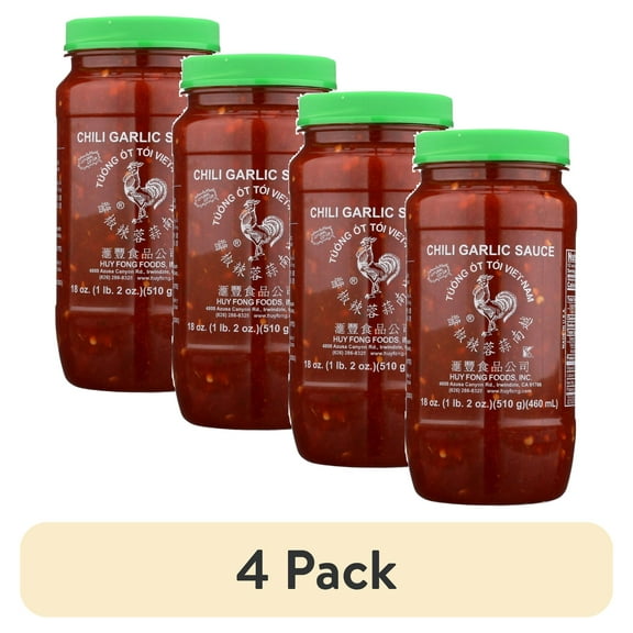 (4 pack) Huy Fong Chili Garlic Sauce, 18 oz Plastic Bottle