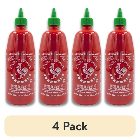 (4 pack) Sriracha Hot Chili Sauce, 28oz (793g) Bottle