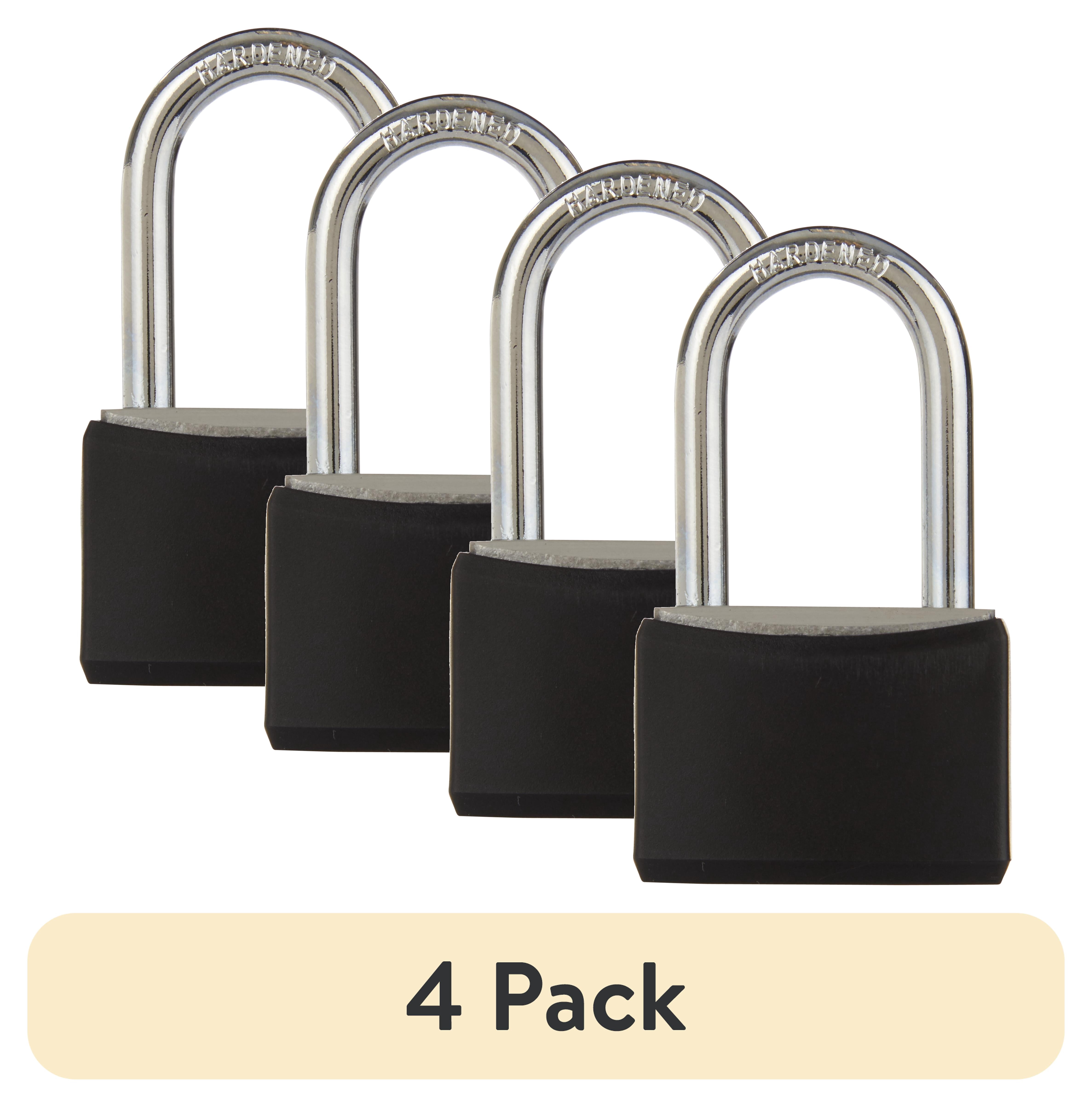 (4 pack) Hyper Tough 1-9/16 in. (40mm) Covered Aluminum Keyed Padlock with 1-1/2 in. (38mm) Hardened Steel Shackle