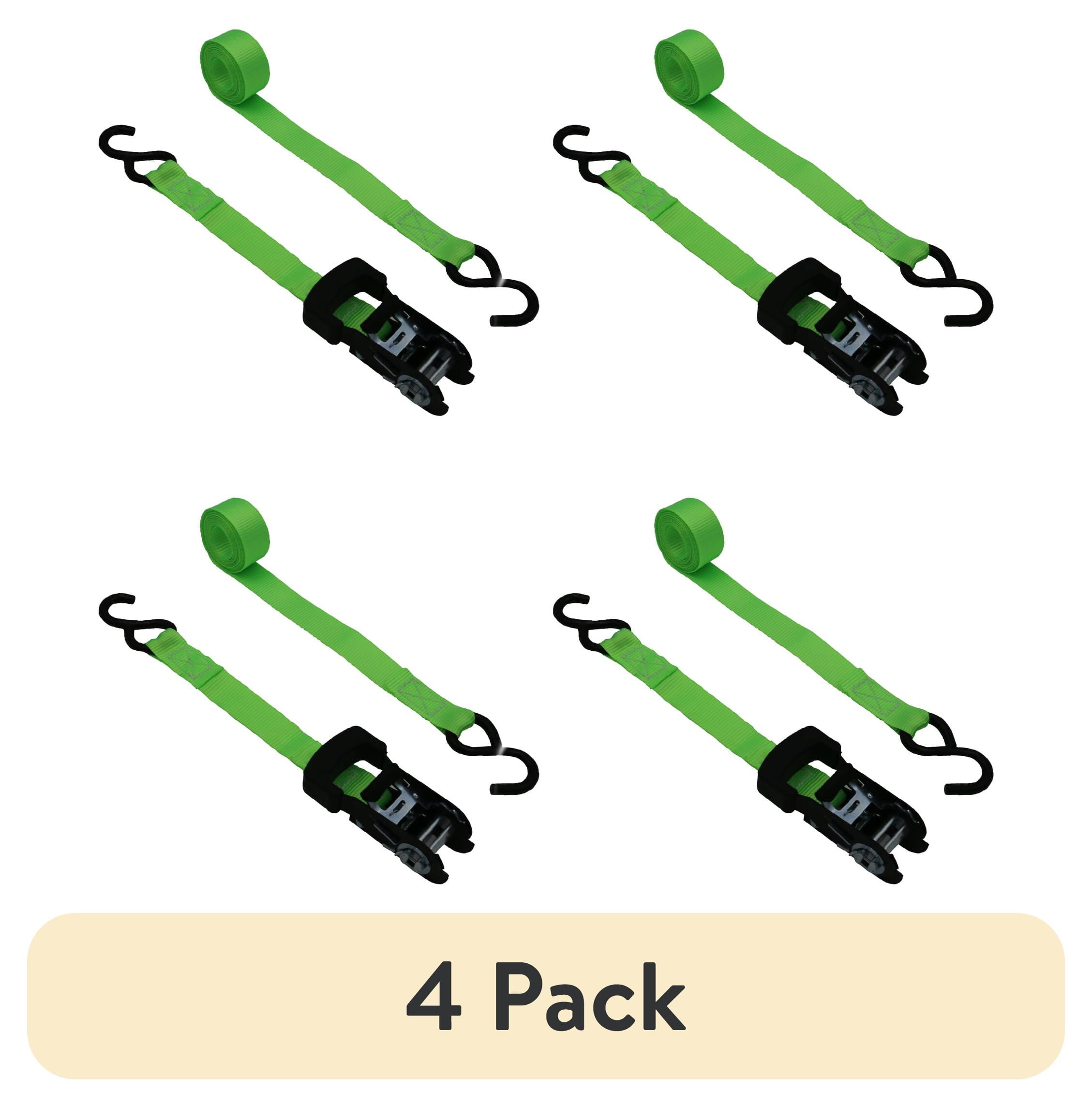 (4 pack) Hyper Tough 1 inch by 10 feet 500 lbs. S-Hook Ratchet Tie Down 4 Pack