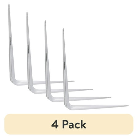 (4 pack) Hyper Tough 10" x 12" Shelf Bracket, White, Pre-Drilled Holes