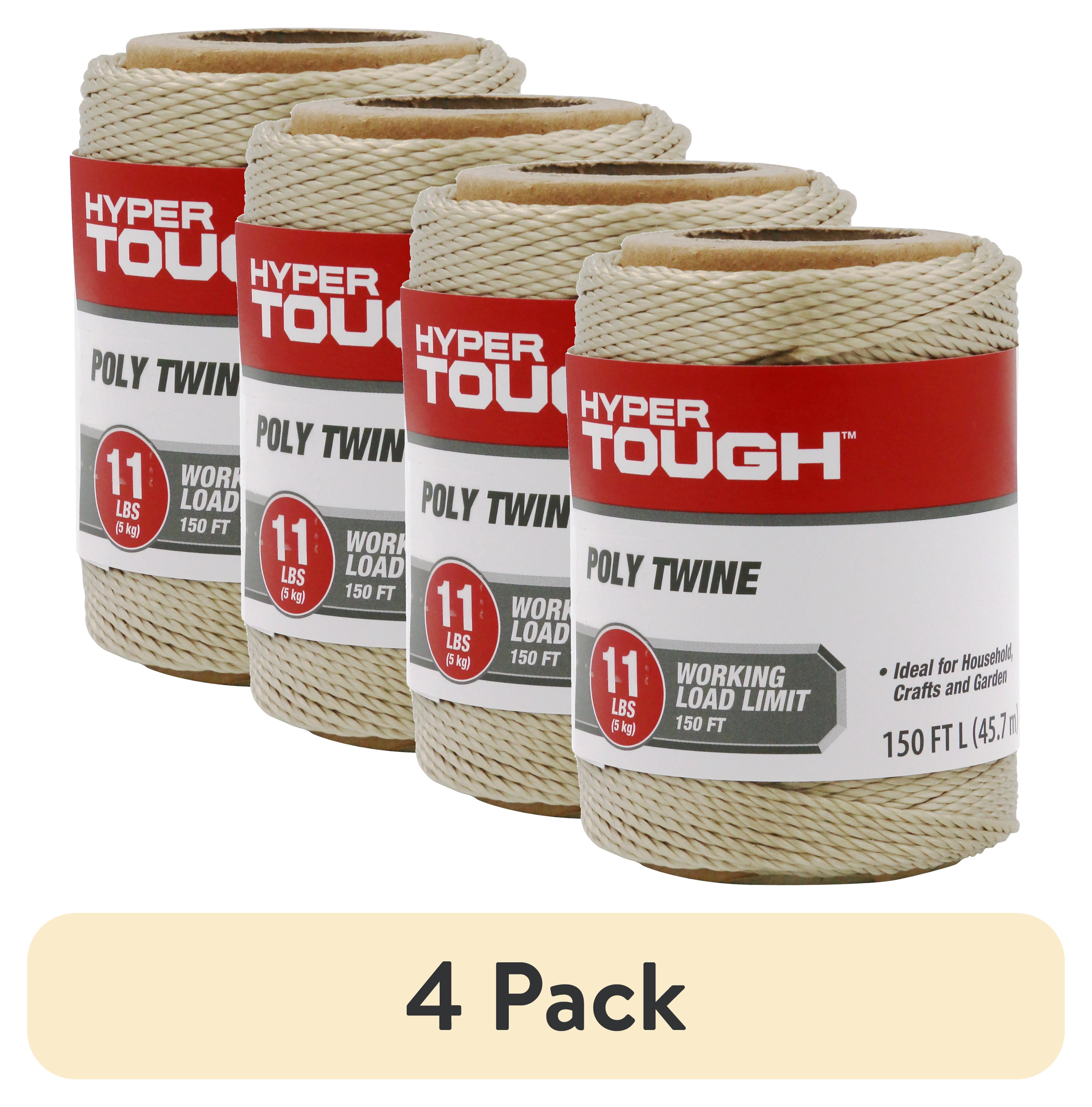(4 pack) Hyper Tough 150 feet Polypropylene Household Twine, Brown, Durable for Arts & Crafts, Wrapping