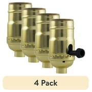 (4 pack) Hyper Tough 3-Way Lamp Socket, Brass Finish, 52213, 1 piece