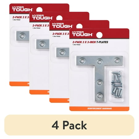 (4 pack) 3 in. x 3 in. Tee Plate, Zinc Plated (2 Pack)