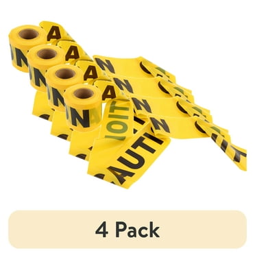 (4 pack) Hyper Tough 300 Foot Yellow Plastic Tear-Resistant, High Visibility, Caution Tape