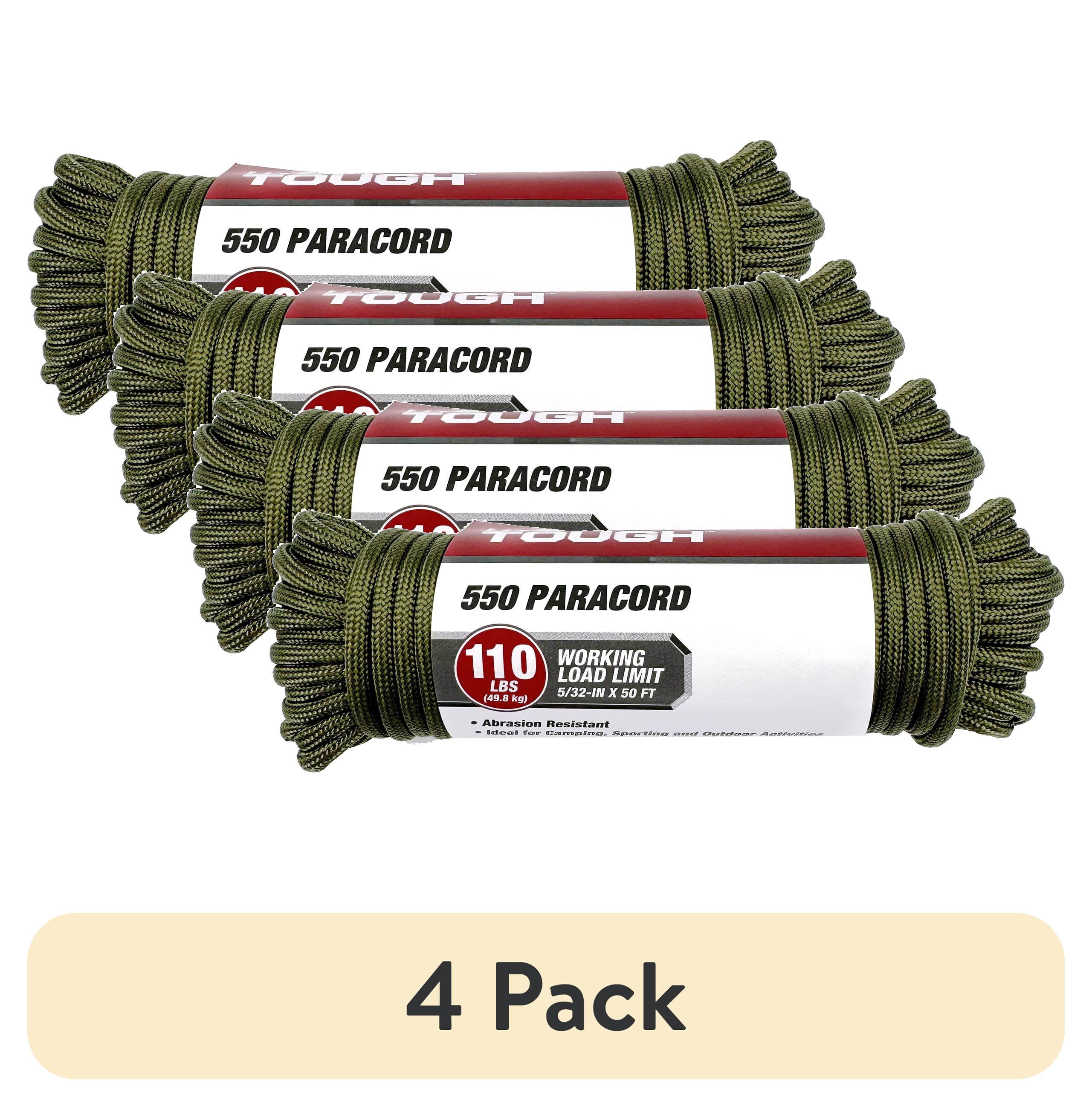 4 pack) Hyper Tough 5/32 inch 550 Paracord 50 ft, Green - Walmart.com