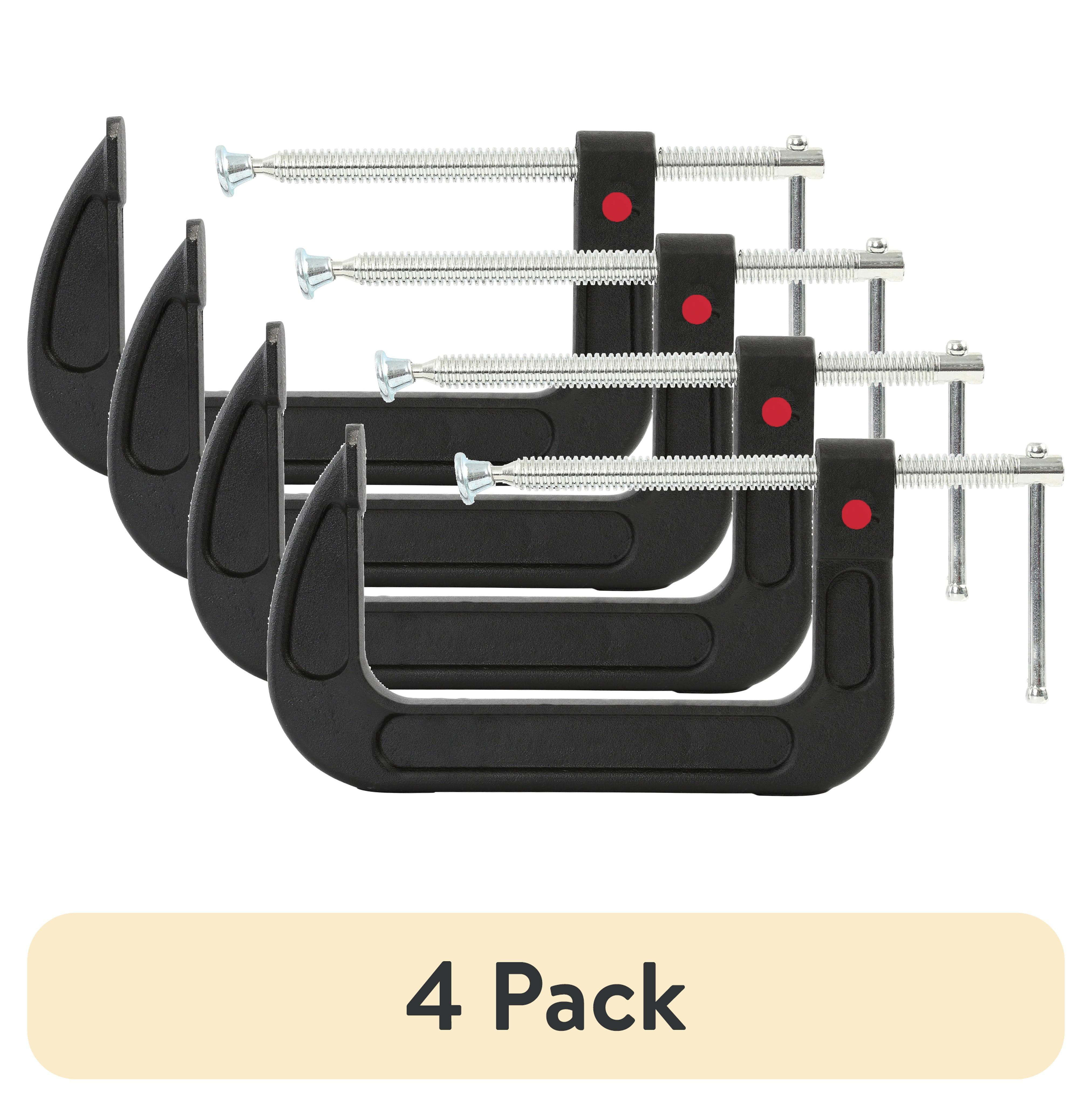 (4 pack) Hyper Tough 6 inch C-Clamp with Quick Release Button, 4821V