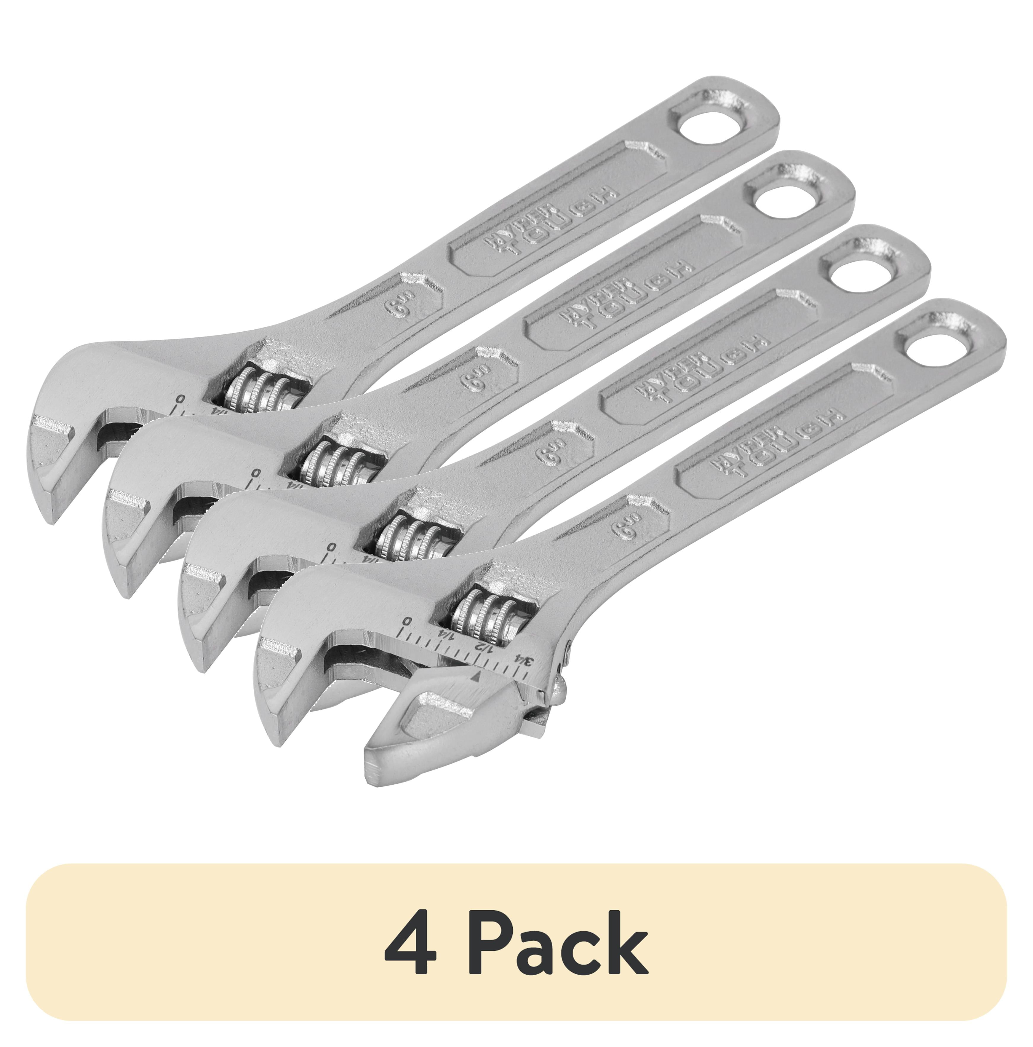 (4 pack) Hyper Tough 6-inch Adjustable Wrench, Steel Construction