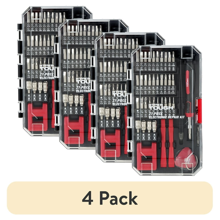 4 pack) Hyper Tough 77 Piece Precision Tool Kit with Magnetic