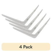 (4 pack) Hyper Tough 8" x 10" Shelf Bracket, White, Pre-Drilled Holes