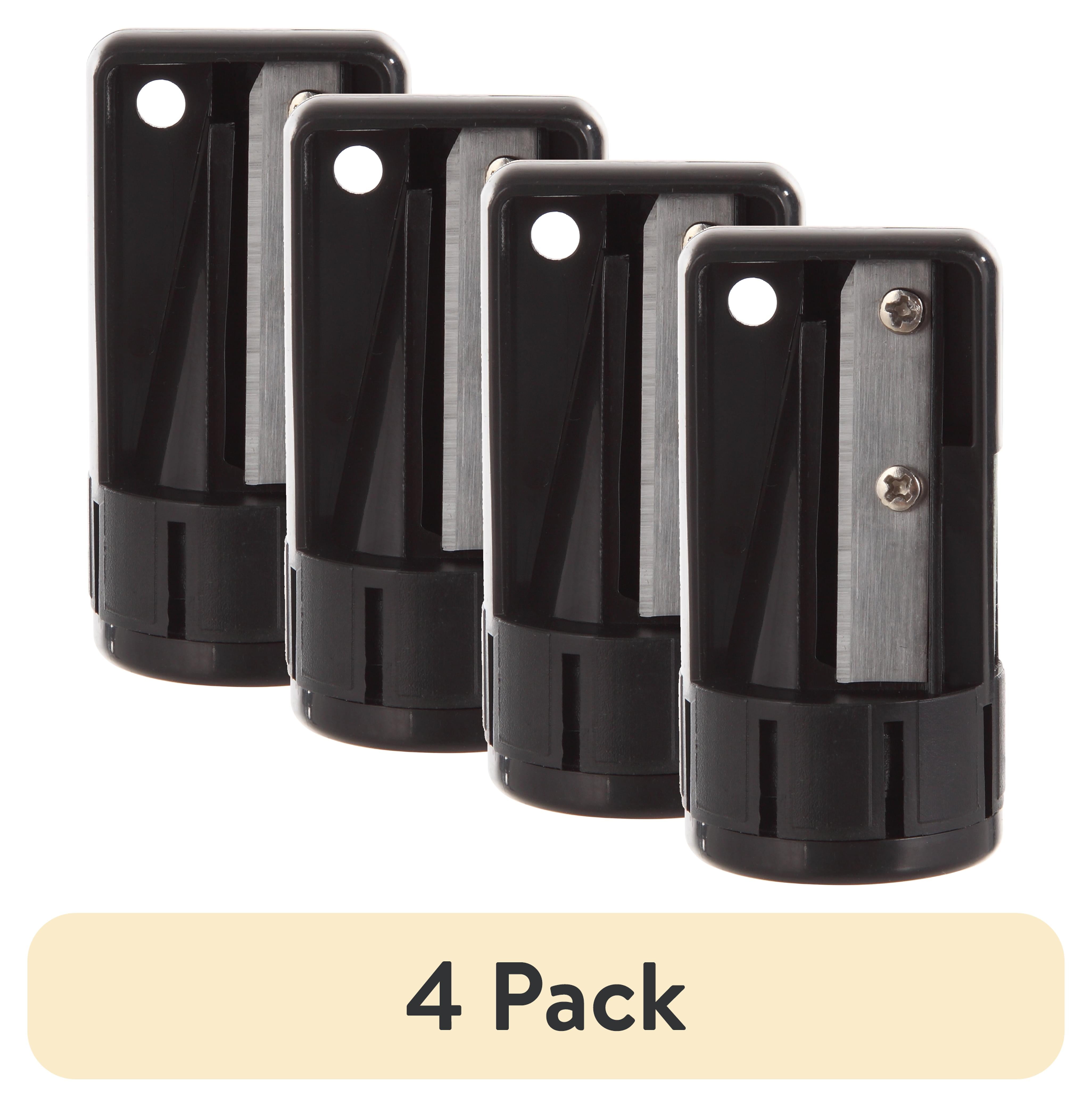 (4 pack) Hyper Tough Manual Pencil Sharpener for Carpenter Pencils with Key Chain Hole, Black