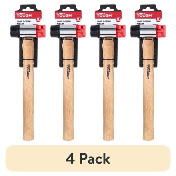 (4 pack) Hyper Tough Double Face Mallet Hammers with Plastic Heads TH70083A