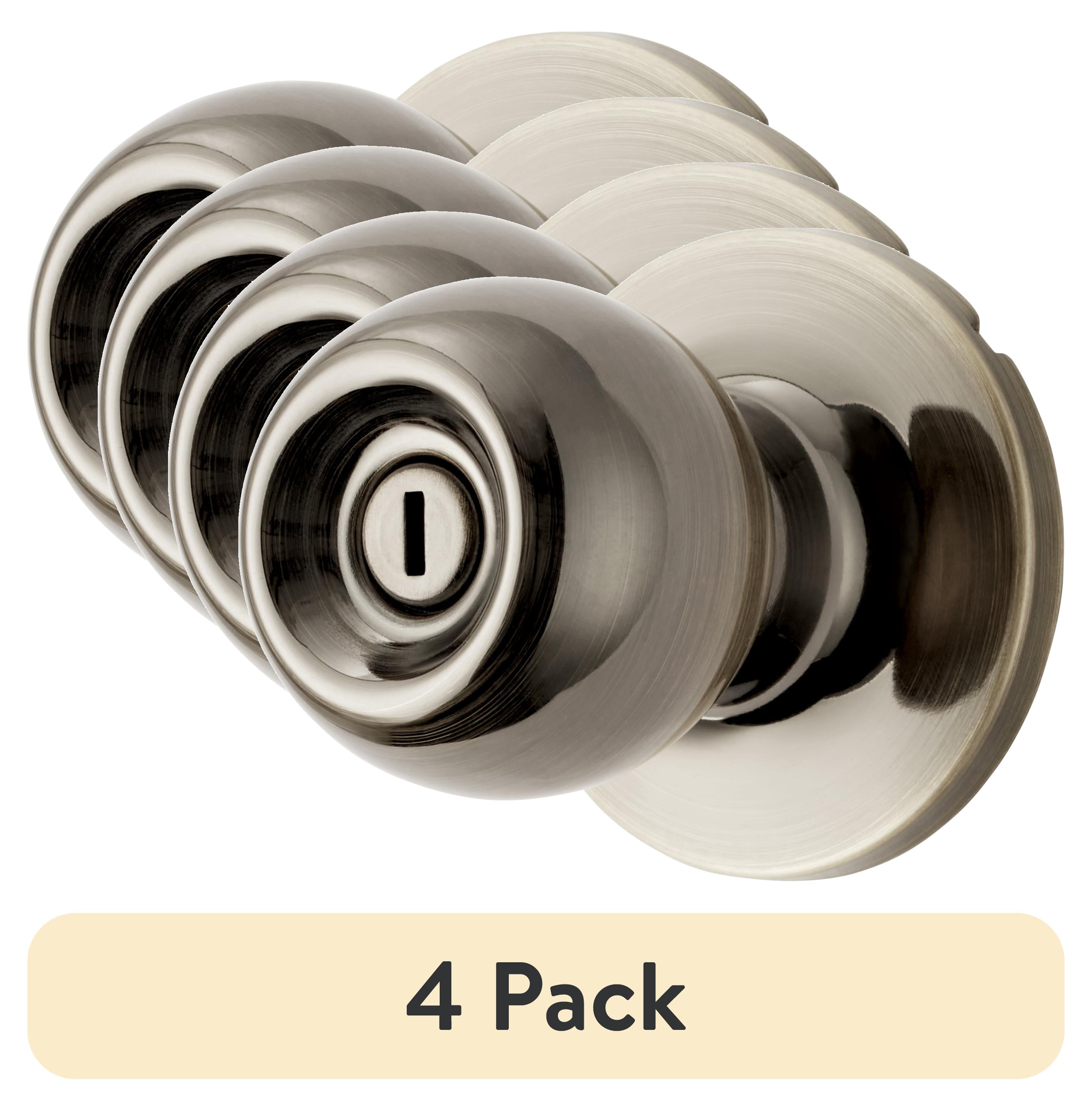 (4 pack) Hyper Tough Interior Locking Ball Privacy Bed and Bath Doorknob Antique Brass Finish