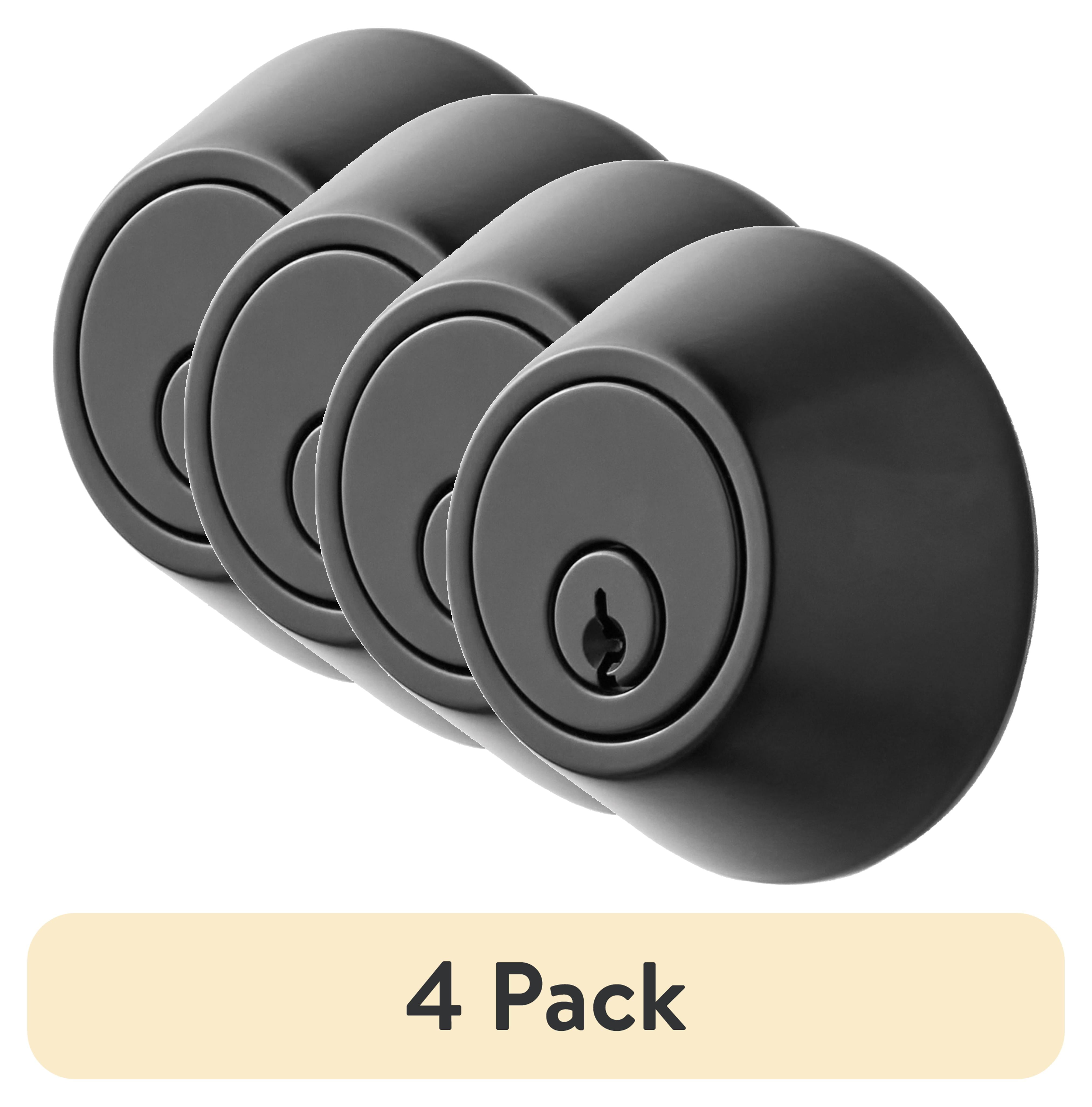 (4 pack) Hyper Tough Keyed Entry Single Cylinder Deadbolt Matte Black