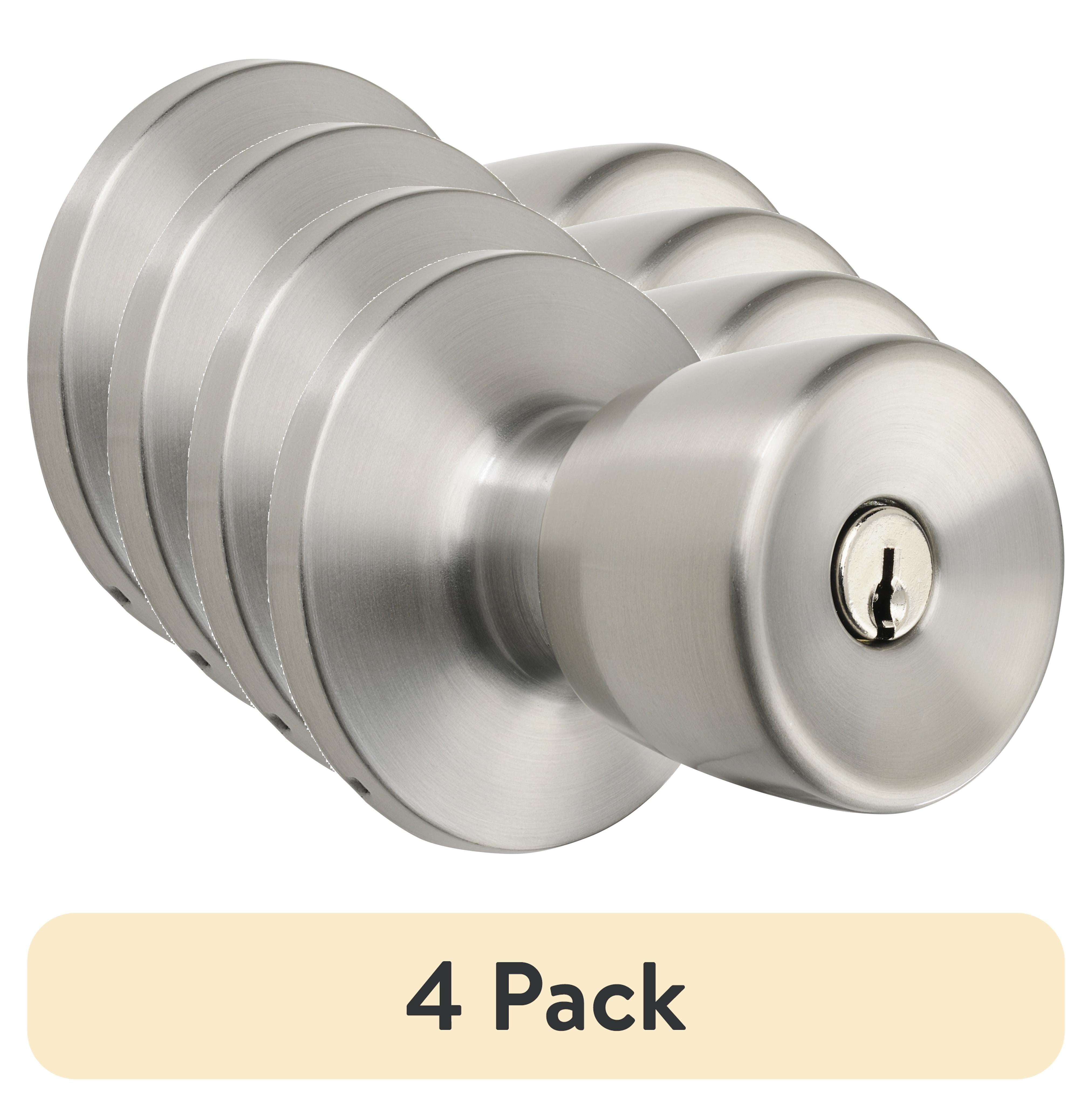 (4 pack) Hyper Tough Keyed Entry Tulip Style Doorknob, Stainless Steel