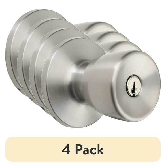 (4 pack) Hyper Tough Keyed Entry Tulip Style Doorknob, Stainless Steel