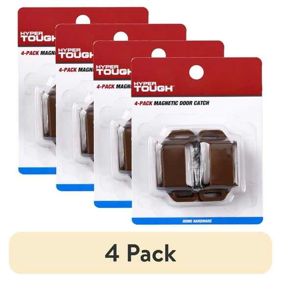 (4 pack) Hyper Tough Magnetic Door Catch, Brown, 4 counts per pack, mounting hardware included