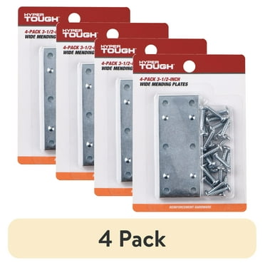 (4 pack) Hyper Tough New 3-1/2 in. Wide Mending Plate, Steel, Zinc Plated (4 Pack),Hardware Braces